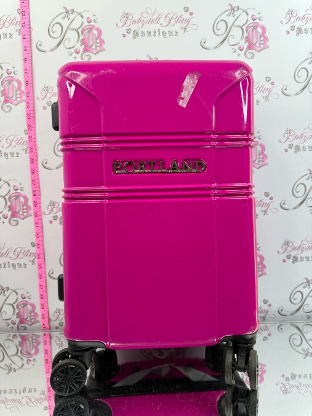 Portland luggage shiny bright neon pink Hard Shell Carry-On Luggage - Hot Pink